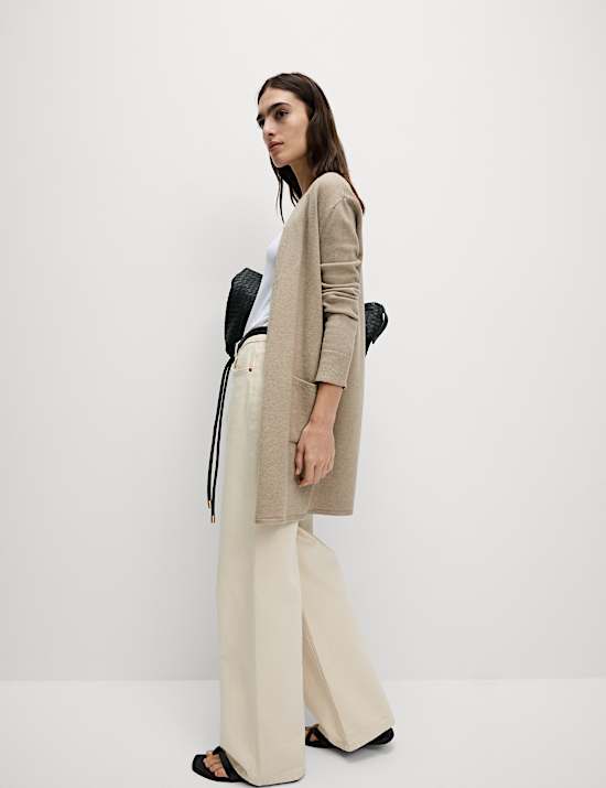 Lang, open vest met textuur