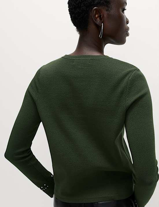 Stud Embellished Crew Neck Jumper