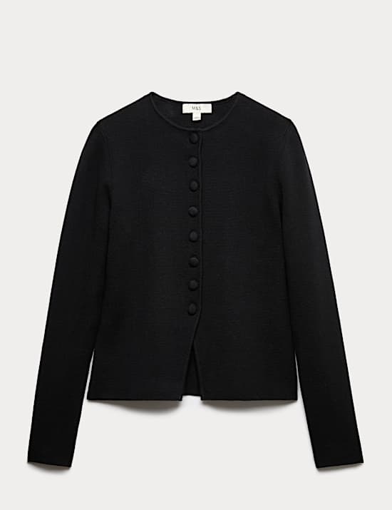 Dzianinowa marynarka slim fit z przewagą bawełny