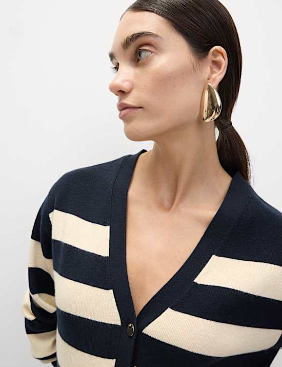 Soft Touch Striped V-Neck Cardigan