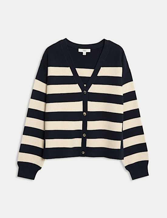 Soft Touch Striped V-Neck Cardigan