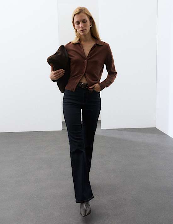 Pure Cashmere Collared Button Through Cardigan