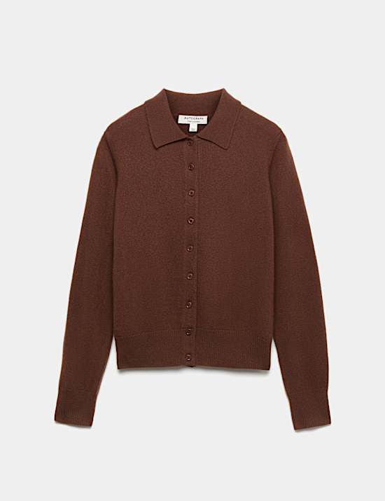 Pure Cashmere Collared Button Through Cardigan