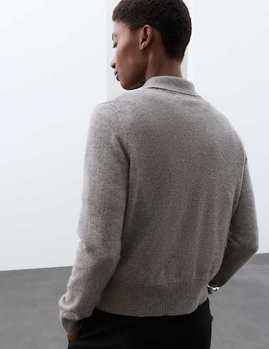 Pure Cashmere Collared Button Through Cardigan