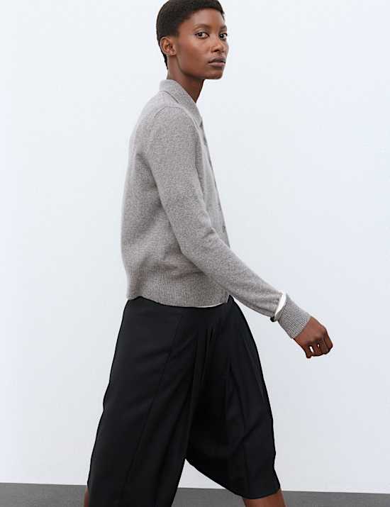 Pure Cashmere Collared Button Through Cardigan
