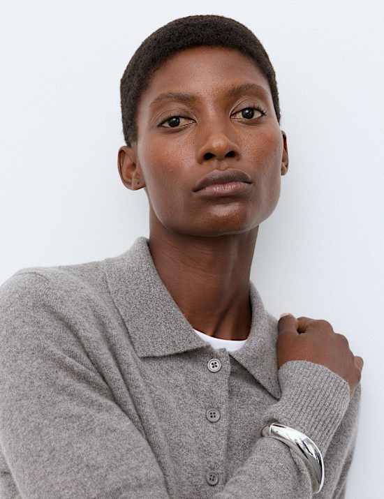 Pure Cashmere Collared Button Through Cardigan
