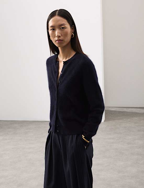 Wool Rich Relaxed Cardigan with Cashmere