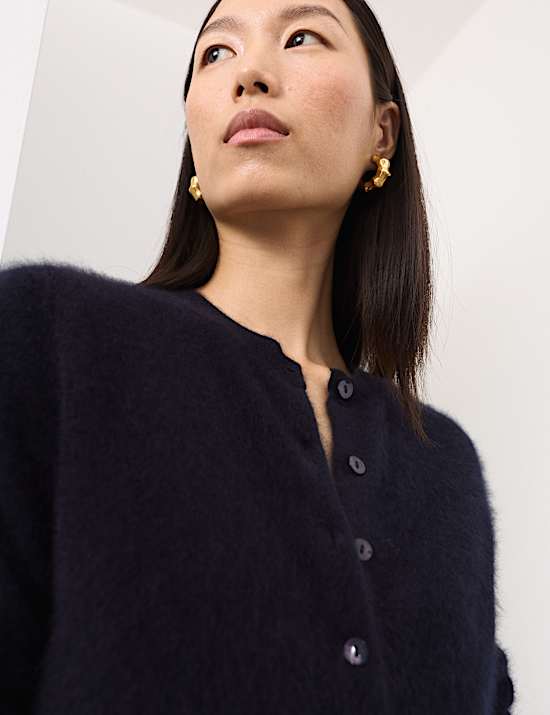 Wool Rich Relaxed Cardigan with Cashmere