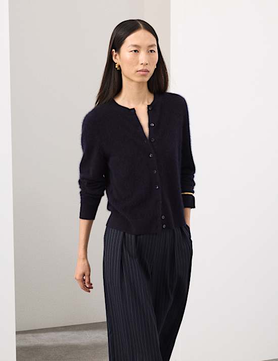 Wool Rich Relaxed Cardigan with Cashmere