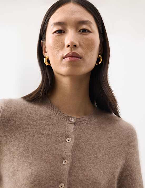 Wool Rich Relaxed Cardigan with Cashmere