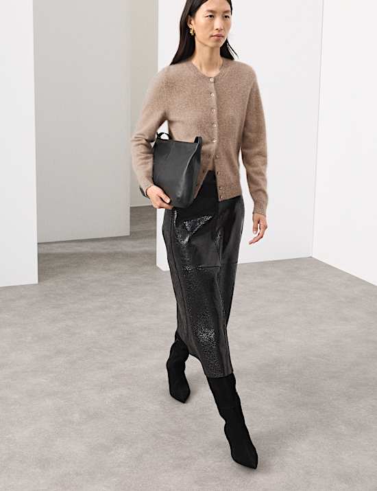 Wool Rich Relaxed Cardigan with Cashmere