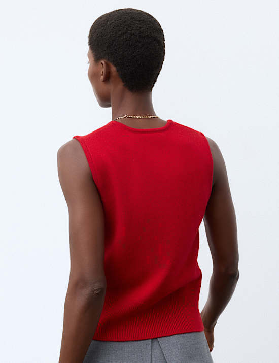 Merino Wool Rich Knitted Vest with Cashmere