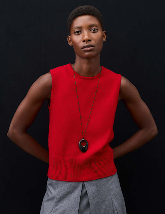 Merino Wool Rich Knitted Vest with Cashmere