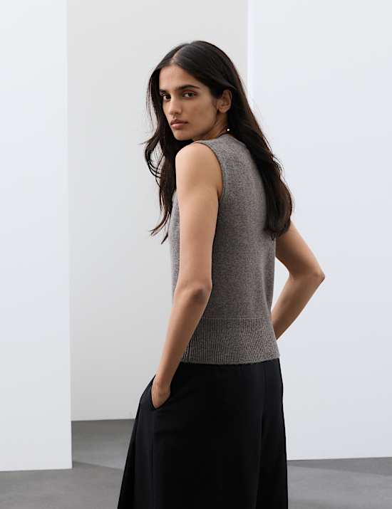 Merino Wool Rich Knitted Vest with Cashmere