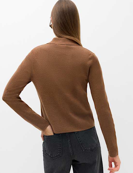 Embellished Collared Cardigan With Wool