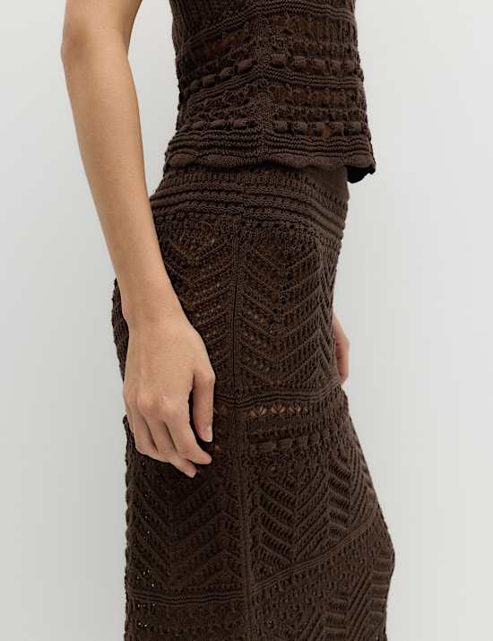 Cotton Rich Pointelle Scallop Edge Knitted Vest