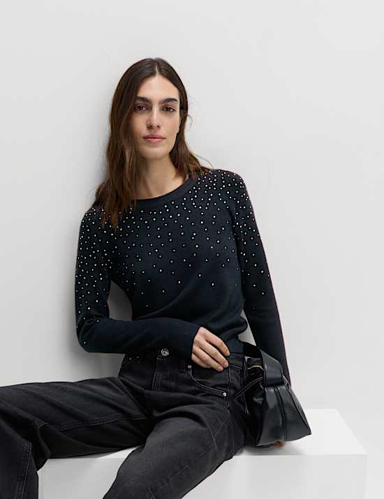 Embellished Crew Neck Jumper