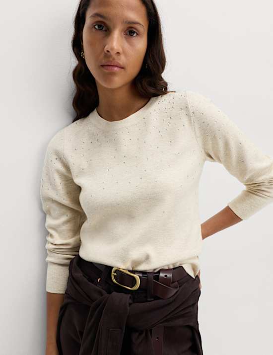 Embellished Crew Neck Jumper