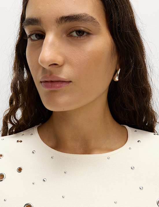 Eyelet Detail Crew Neck Jumper