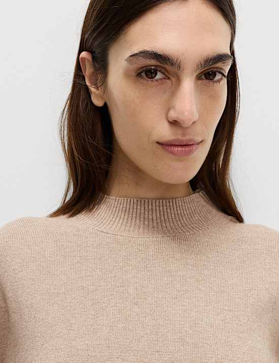 Soft Touch Funnel Neck Button Detail Jumper