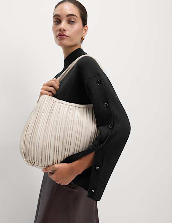 Soft Touch Funnel Neck Button Detail Jumper