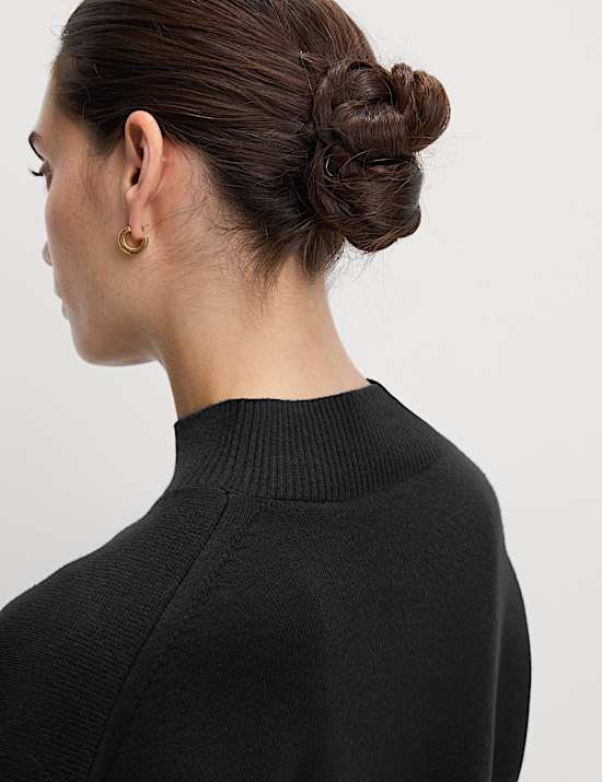 Soft Touch Funnel Neck Button Detail Jumper