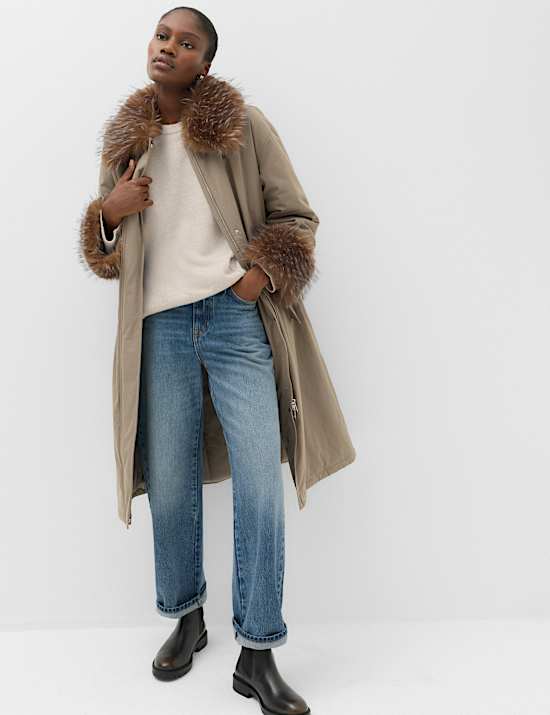 Lambswool Blend Crew Neck Seam Detail Relaxed Fit Jumper