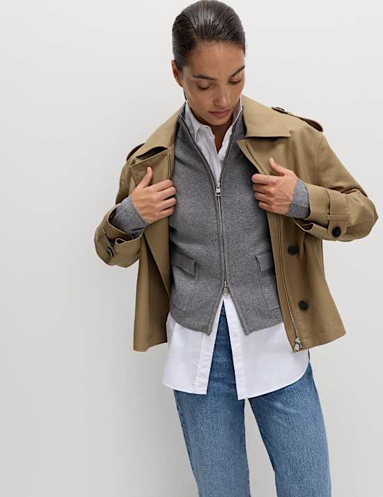 Soft Touch Zip Up Funnel Neck Knitted Jacket