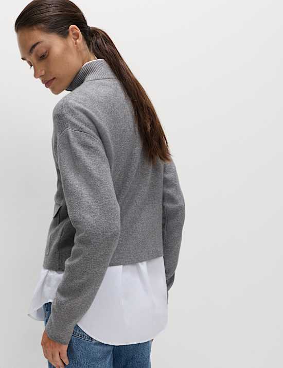 Soft Touch Zip Up Funnel Neck Knitted Jacket