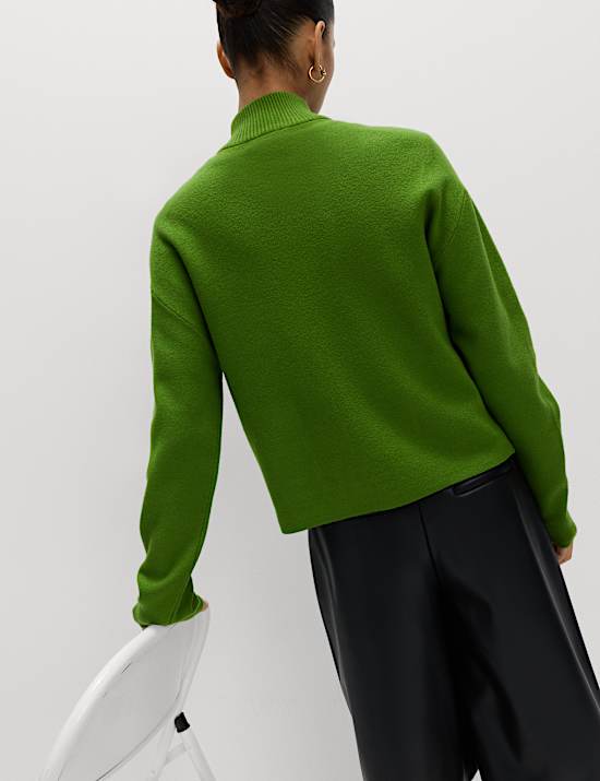 Soft Touch Zip Up Funnel Neck Knitted Jacket