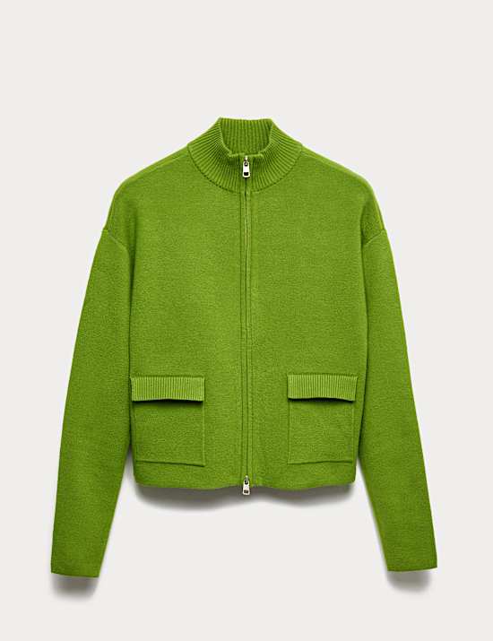 Soft Touch Zip Up Funnel Neck Knitted Jacket