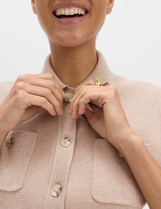 Collared Button Detail Cropped Cardigan