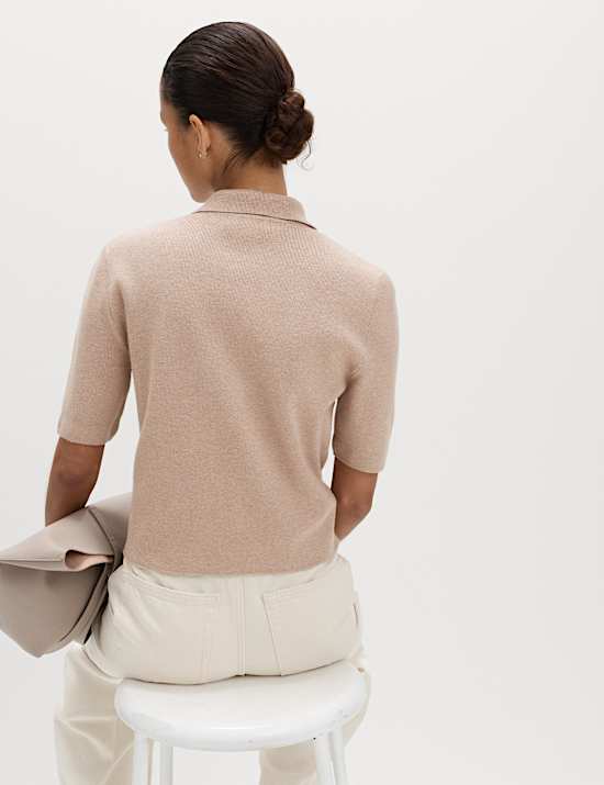 Collared Button Detail Cropped Cardigan