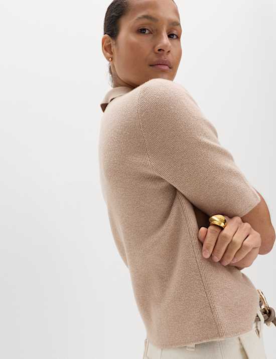 Collared Button Detail Cropped Cardigan