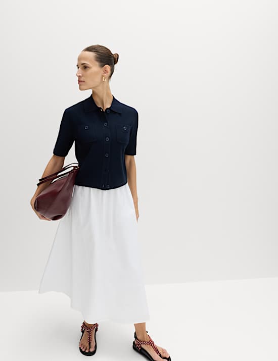 Collared Button Through Cropped Cardigan