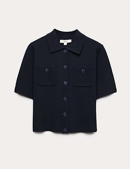 Collared Button Through Cropped Cardigan