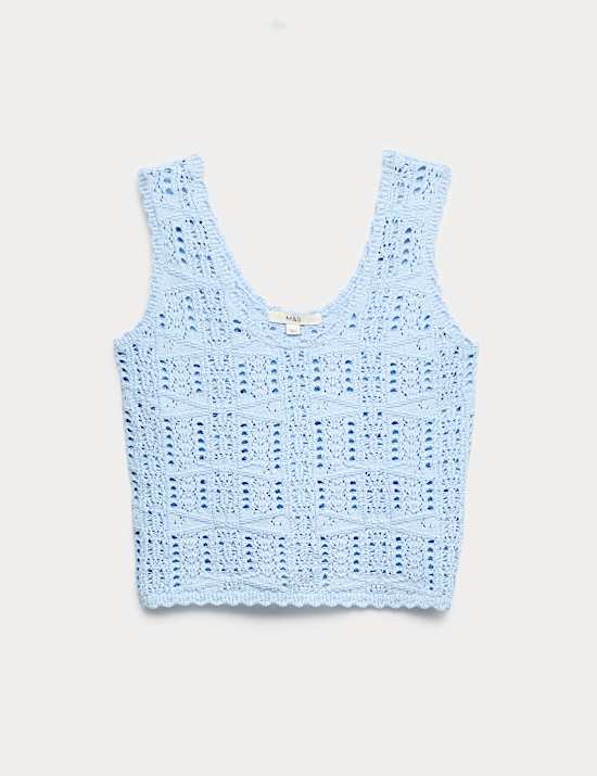 Pure Cotton Pointelle Knitted Vest