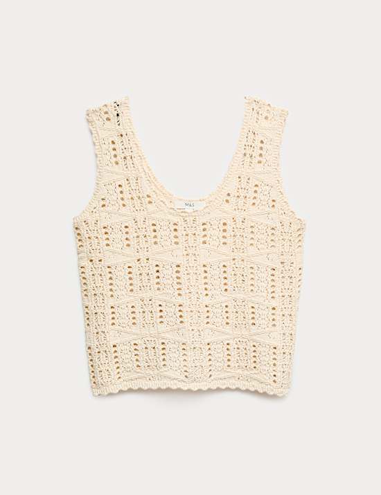 Pure Cotton Pointelle Knitted Vest