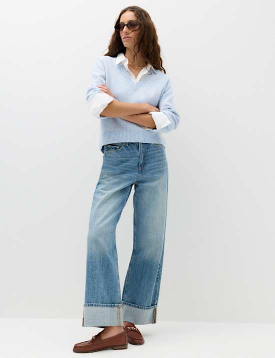 V-Neck Relaxed Jumper With Wool