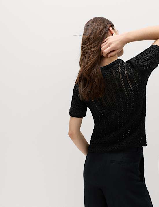 Top de punto de algod&oacute;n texturizado