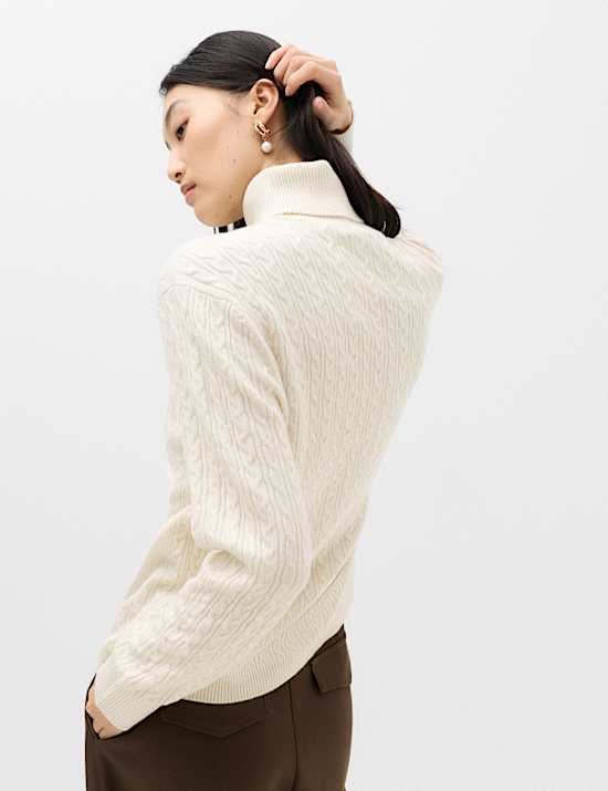 Cable Knit Roll Neck Relaxed Fit Jumper