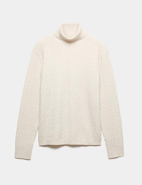 Cable Knit Roll Neck Relaxed Fit Jumper