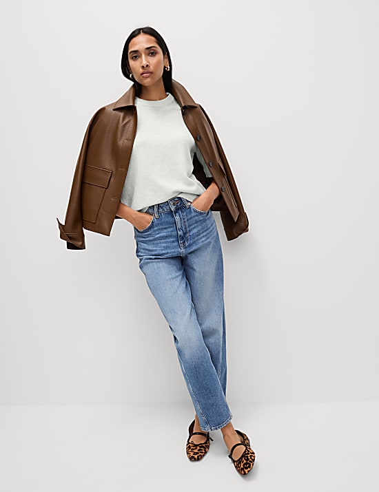 Air-Yarn Crew Neck Knitted Top