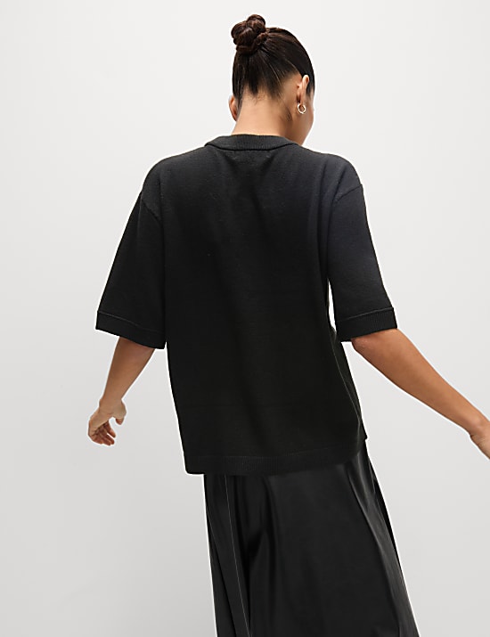 Air-Yarn Crew Neck Knitted Top