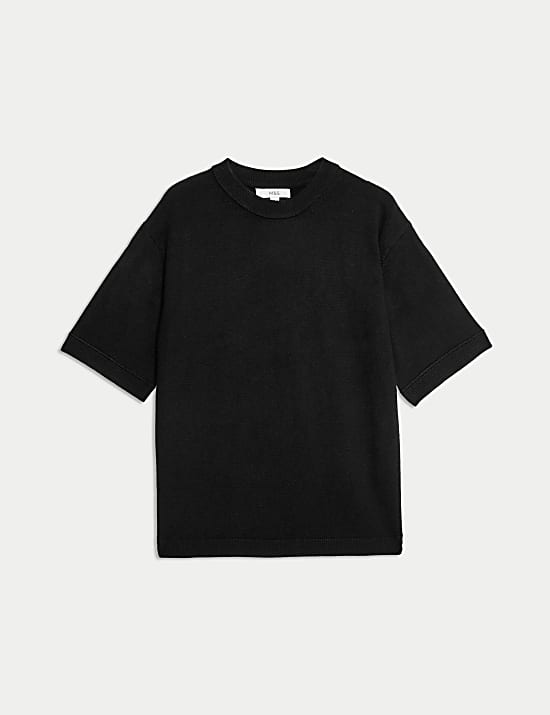 Air-Yarn Crew Neck Knitted Top