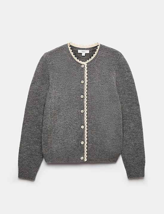 Lace Detail Crew Neck Cardigan