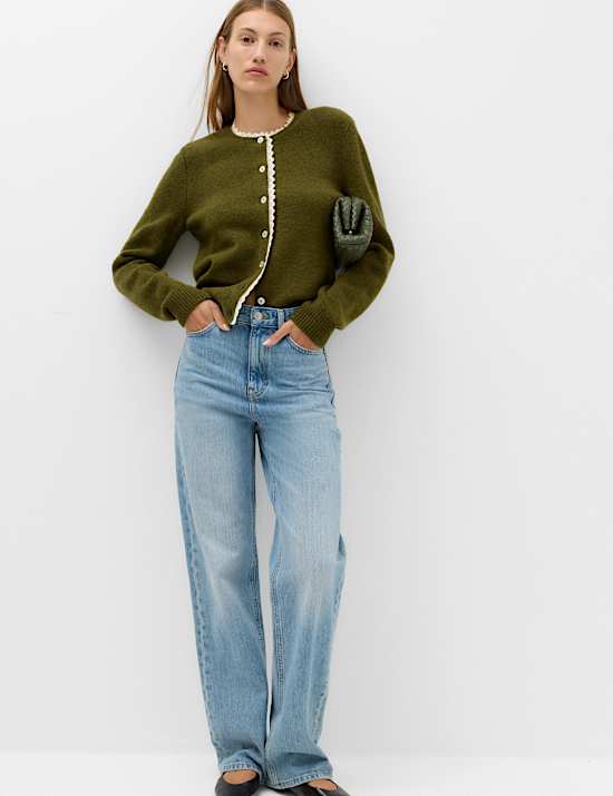 Lace Detail Crew Neck Cardigan