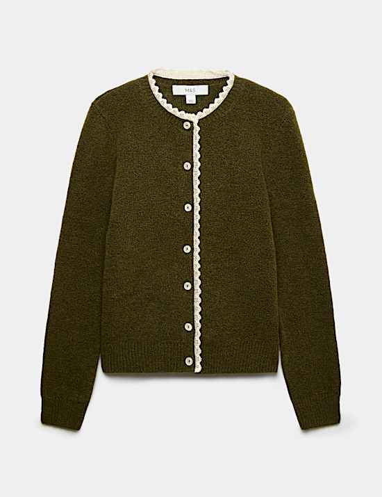Lace Detail Crew Neck Cardigan