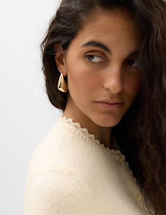 Lace Detail Crew Neck Cardigan