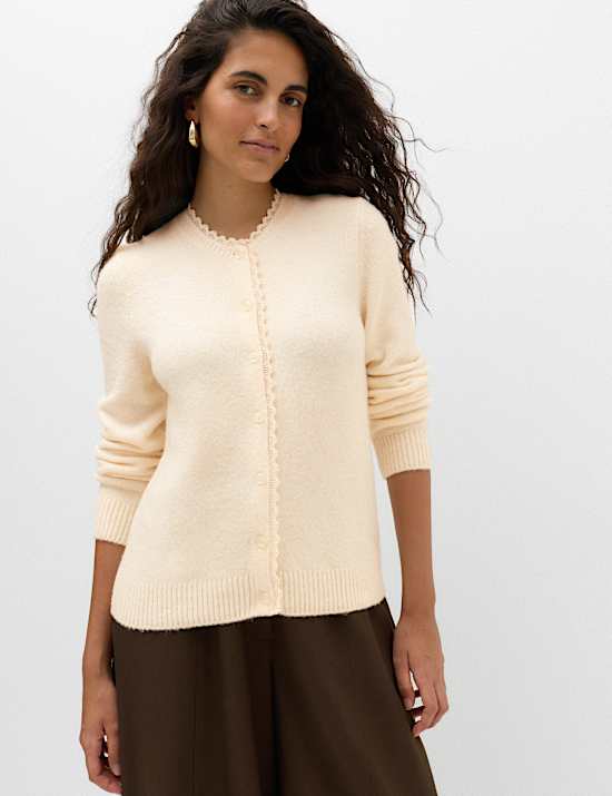 Lace Detail Crew Neck Cardigan